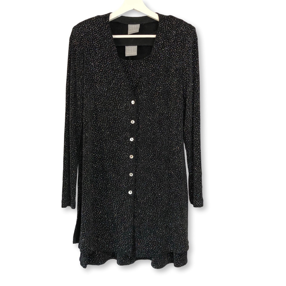 Rabbit Rabbit Rabbit Designs Black Sparkle Dress Cardigan Set US 6